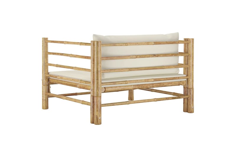havesofa med cremehvide hynder bambus - Brun - Havemøbler - Loungemøbler - Loungesofaer