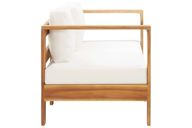 Havesofa med Hynde 140 cm Massivt Akacietræ Cremefarvet - Hvid - Havemøbler - Loungemøbler - Loungesofaer