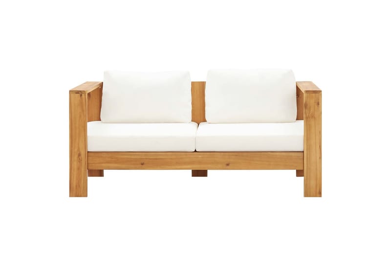 Havesofa med Hynde 140 cm Massivt Akacietræ Cremefarvet - Hvid - Havemøbler - Loungemøbler - Loungesofaer