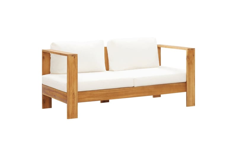 Havesofa med Hynde 140 cm Massivt Akacietræ Cremefarvet - Hvid - Havemøbler - Loungemøbler - Loungesofaer