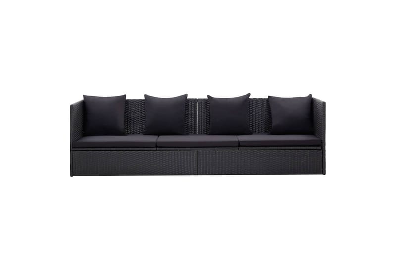 Havesofa med Hynde Og Puder Polyrattan Sort - Sort - Havemøbler - Loungemøbler - Loungesofaer