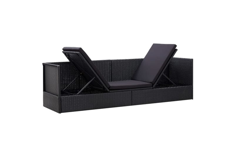 Havesofa med Hynde Og Puder Polyrattan Sort - Sort - Havemøbler - Loungemøbler - Loungesofaer