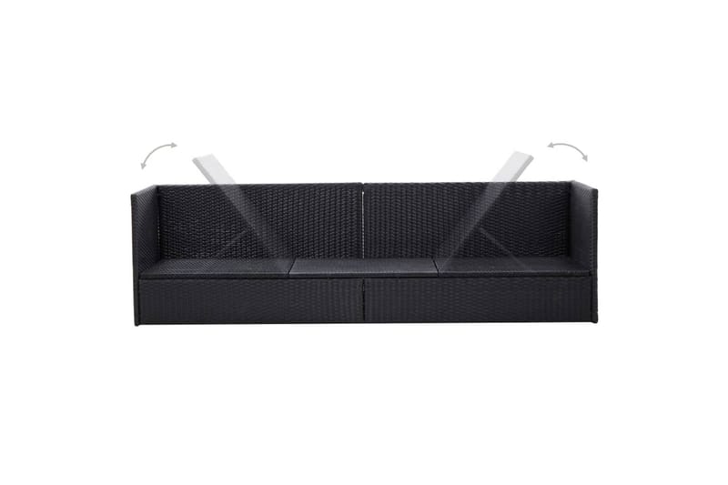 Havesofa med Hynde Og Puder Polyrattan Sort - Sort - Havemøbler - Loungemøbler - Loungesofaer