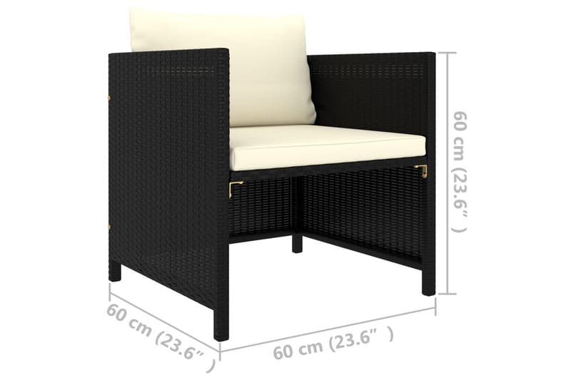 havesofa med hynder polyrattan sort - Sort - Havemøbler - Loungemøbler - Loungesofaer