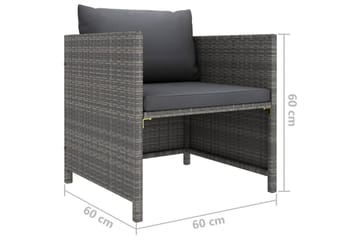 havesofa med hynder polyrattan grå - Grå - Havemøbler - Loungemøbler - Loungesofaer