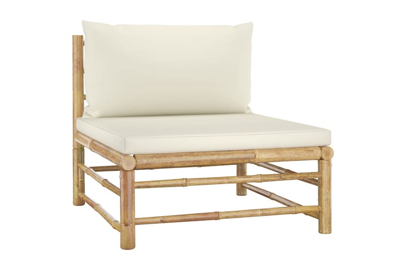 havesofa midterdel med cremefarvede hynder bambus - Brun - Loungesofaer - Havesofaer & bænke