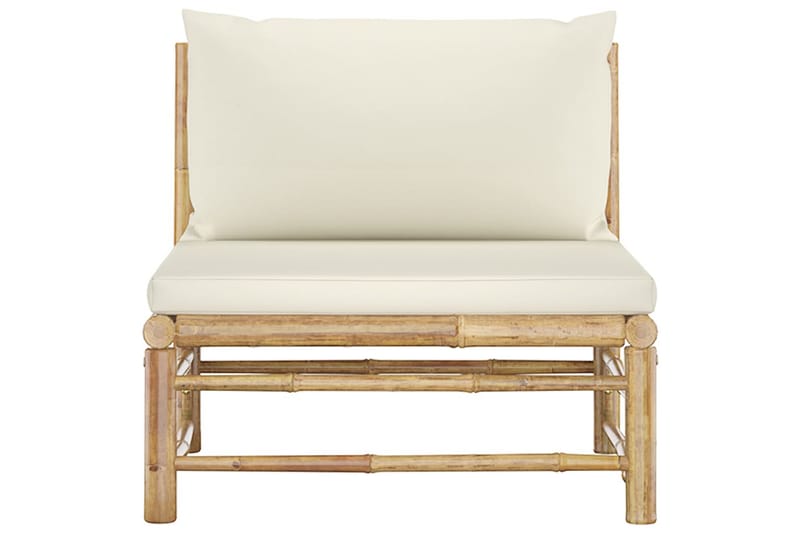 havesofa midterdel med cremefarvede hynder bambus - Brun - Havemøbler - Loungemøbler - Loungesofaer