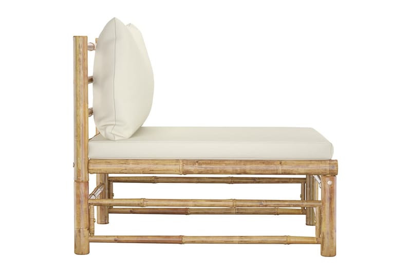 havesofa midterdel med cremefarvede hynder bambus - Brun - Havemøbler - Loungemøbler - Loungesofaer