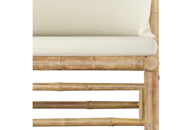 havesofa midterdel med cremefarvede hynder bambus - Brun - Havemøbler - Loungemøbler - Loungesofaer
