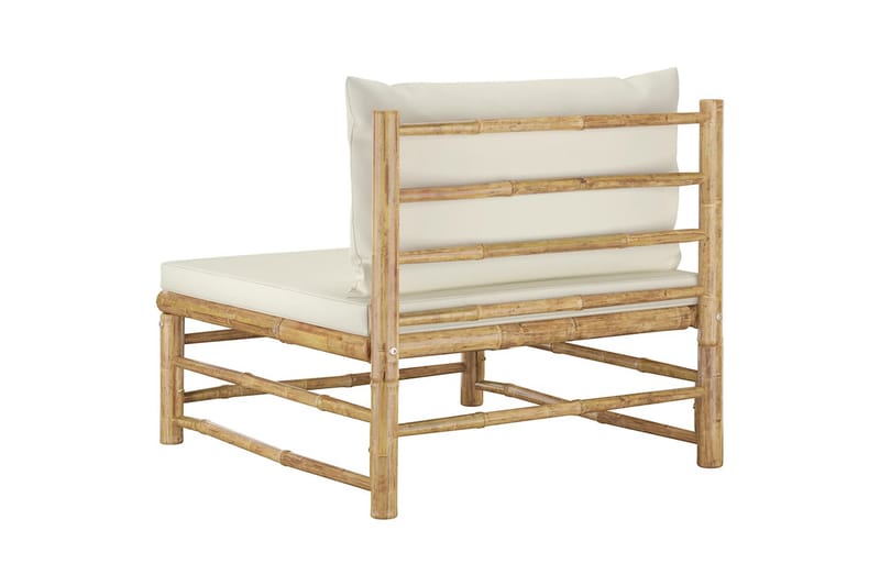 havesofa midterdel med cremefarvede hynder bambus - Brun - Havemøbler - Loungemøbler - Loungesofaer