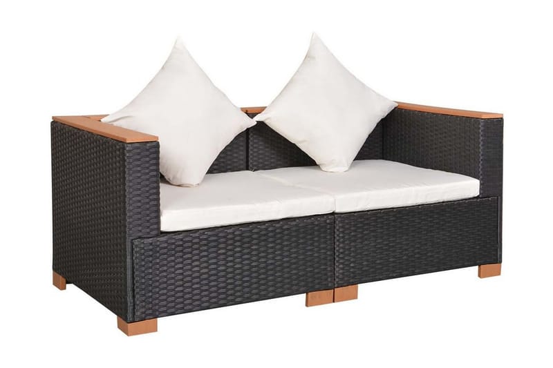 Havesofa Polyrattan Sort - Sort - Havemøbler - Loungemøbler - Loungesofaer