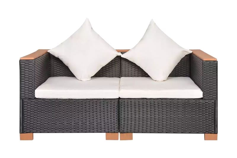 Havesofa Polyrattan Sort - Sort - Havemøbler - Loungemøbler - Loungesofaer