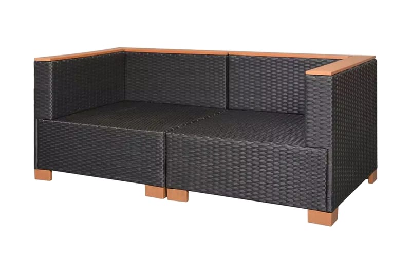 Havesofa Polyrattan Sort - Sort - Havemøbler - Loungemøbler - Loungesofaer