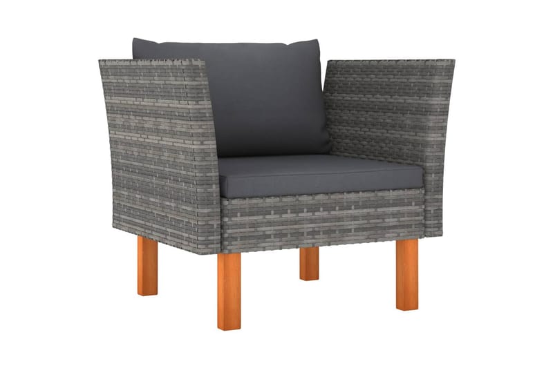 havesofa polyrattan og massivt eukalyptustræ - Grå - Havemøbler - Loungemøbler - Loungesofaer