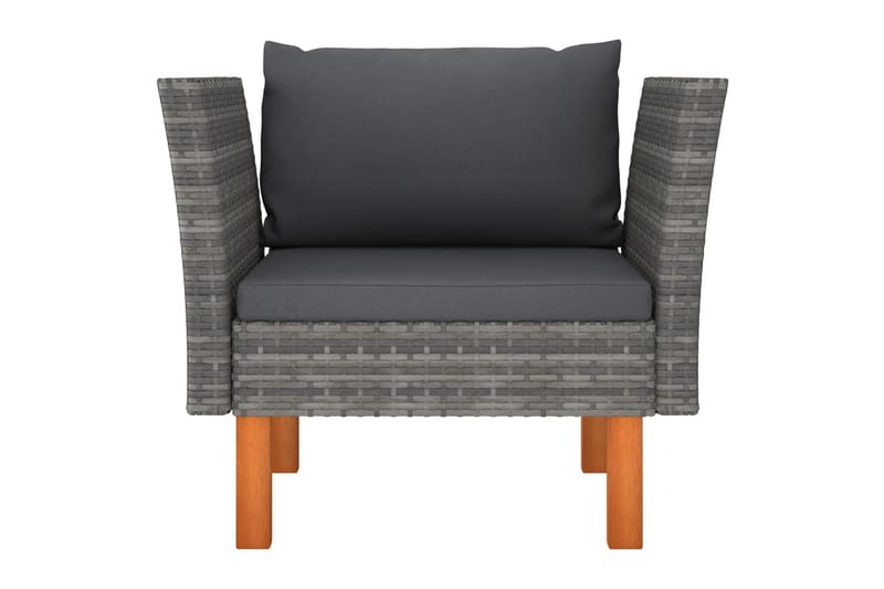 havesofa polyrattan og massivt eukalyptustræ - Grå - Havemøbler - Loungemøbler - Loungesofaer