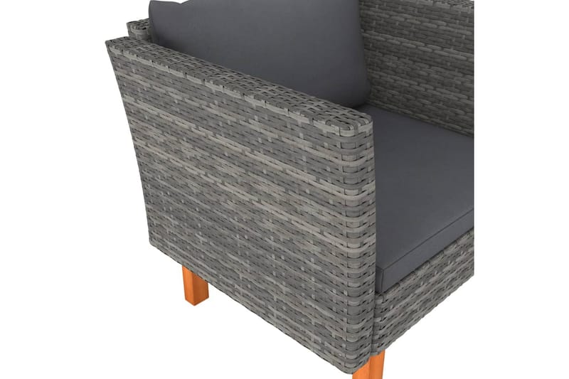 havesofa polyrattan og massivt eukalyptustræ - Grå - Havemøbler - Loungemøbler - Loungesofaer