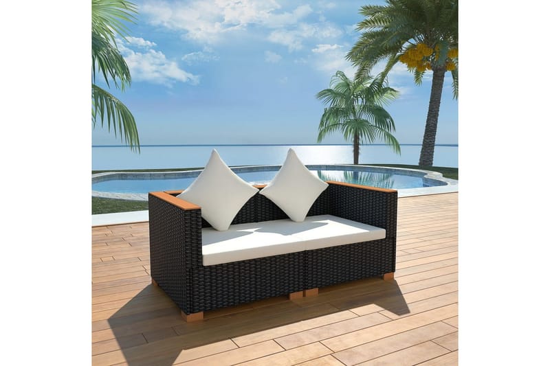 Havesofa Polyrattan Sort - Sort - Havemøbler - Loungemøbler - Loungesofaer