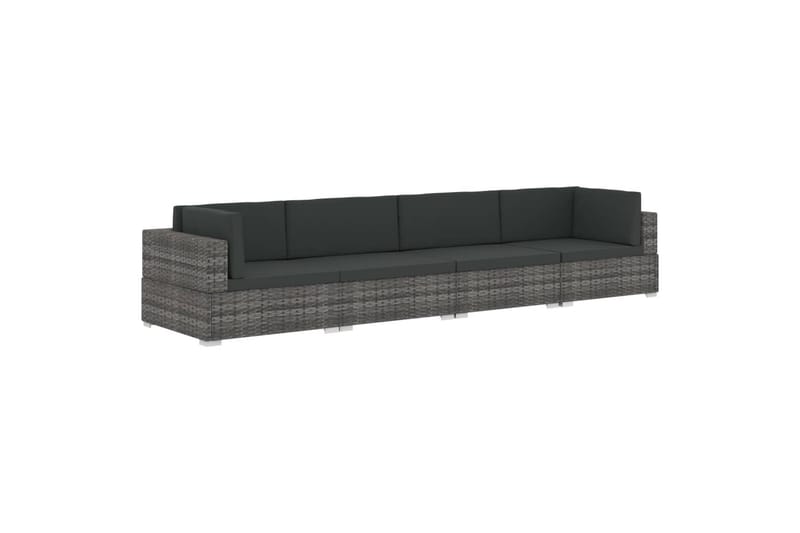 havesofasæt 4 dele med hynder polyrattan grå - Grå - Loungesofaer - Havesofaer & bænke