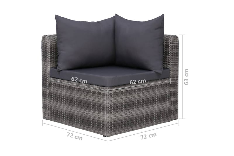 Havesofasæt 5 Dele Med Hynder Og Puder Polyrattan Grå - Grå - Havemøbler - Loungemøbler - Loungesofaer