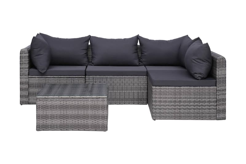 Havesofasæt 5 Dele Med Hynder Og Puder Polyrattan Grå - Grå - Havemøbler - Loungemøbler - Loungesofaer