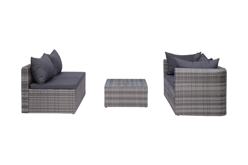 Havesofasæt 5 Dele Med Hynder Og Puder Polyrattan Grå - Grå - Havemøbler - Loungemøbler - Loungesofaer