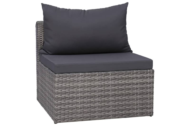 Havesofasæt I 3 Dele Med Hynder Polyrattan Grå - Grå - Havemøbler - Loungemøbler - Loungesofaer