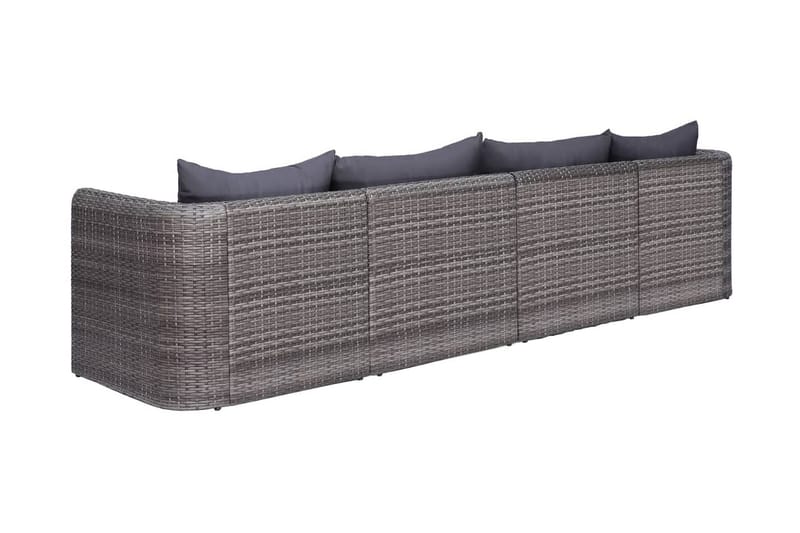 Havesofasæt I 4 Dele Med Hynder Polyrattan Grå - Grå - Havemøbler - Loungemøbler - Loungesofaer