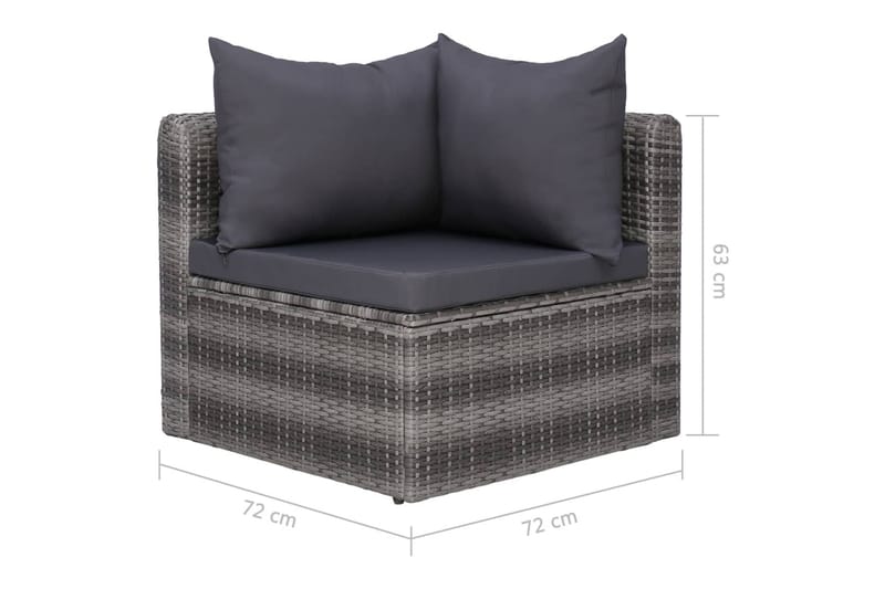 Havesofasæt I 4 Dele Med Hynder Polyrattan Grå - Grå - Havemøbler - Loungemøbler - Loungesofaer