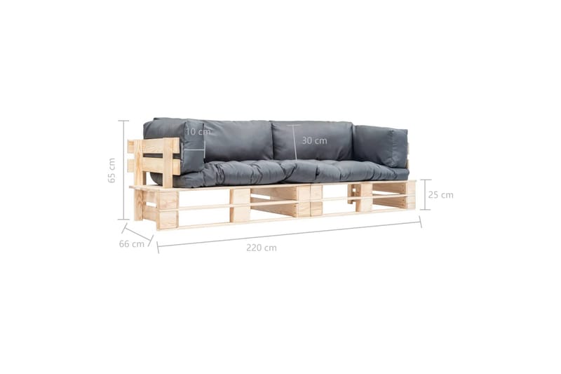 havesofasæt træpaller 2 dele med grå hynder FSC-fyrretræ - Havemøbler - Loungemøbler - Loungesofaer