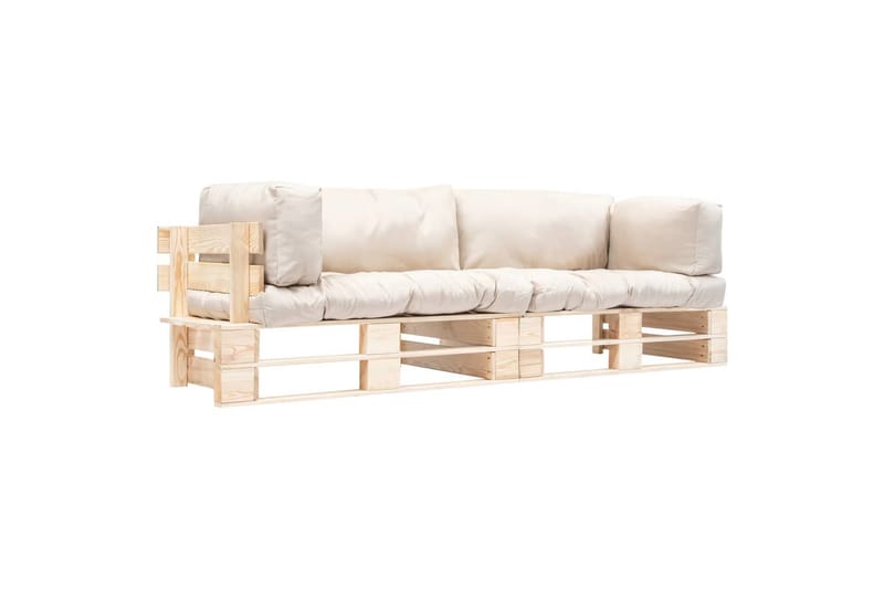 havesofasæt træpaller 2dele sandfarvede hynder FSC-fyrretræ - Havemøbler - Loungemøbler - Loungesofaer