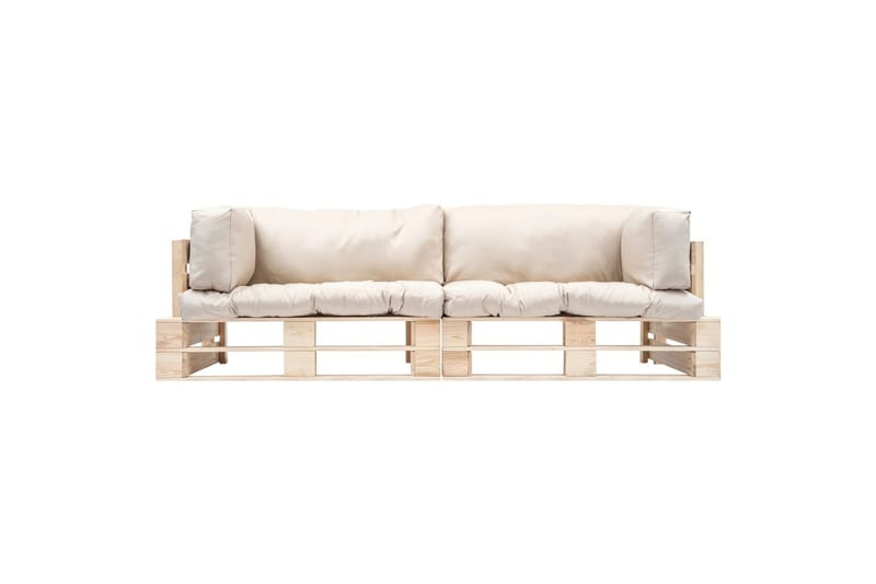 havesofasæt træpaller 2dele sandfarvede hynder FSC-fyrretræ - Havemøbler - Loungemøbler - Loungesofaer
