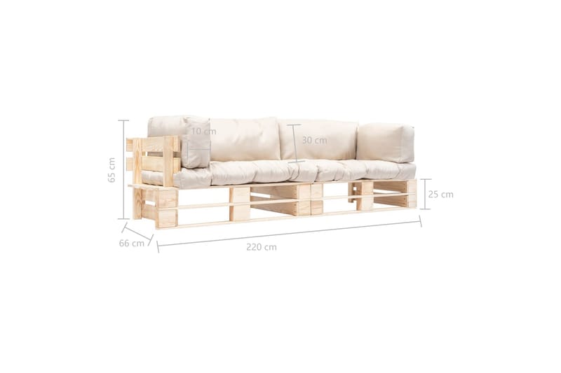 havesofasæt træpaller 2dele sandfarvede hynder FSC-fyrretræ - Havemøbler - Loungemøbler - Loungesofaer