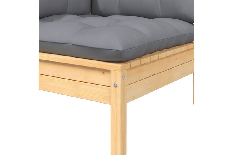 hjørnedel til havesofa med grå hynder massivt fyrretræ - Brun - Havemøbler - Loungemøbler - Loungesofaer