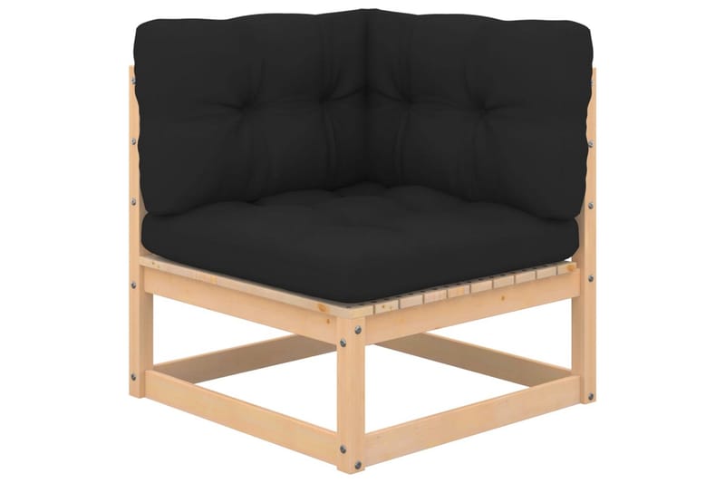hjørnedel til havesofa med hynder massivt fyrretræ - Brun - Havemøbler - Loungemøbler - Loungesofaer