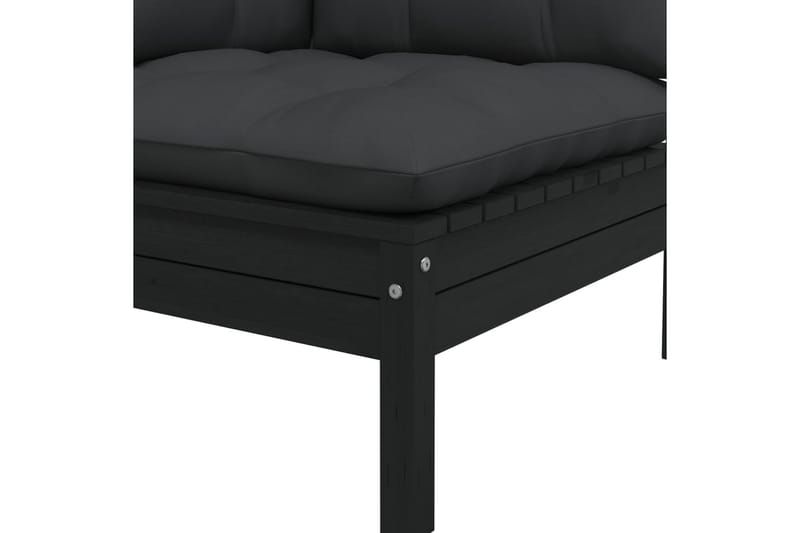 hjørnedel til havesofa med hynder massivt fyrretræ sort - Sort - Havemøbler - Loungemøbler - Loungesofaer