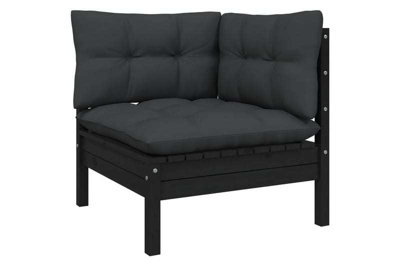 hjørnedel til havesofa med hynder massivt fyrretræ sort - Sort - Havemøbler - Loungemøbler - Loungesofaer