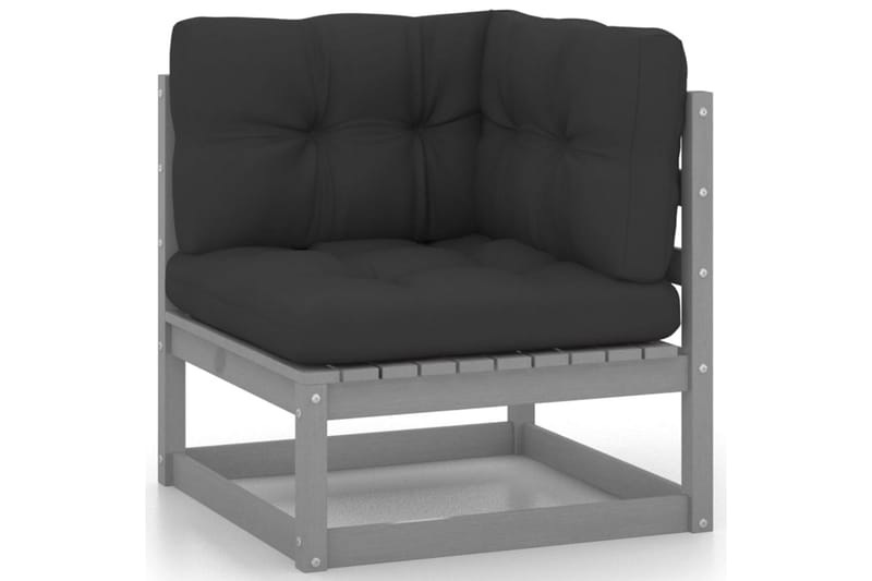 hjørnedel til havesofa medgrå hynder massivt fyrretræ - Grå - Havemøbler - Loungemøbler - Loungesofaer