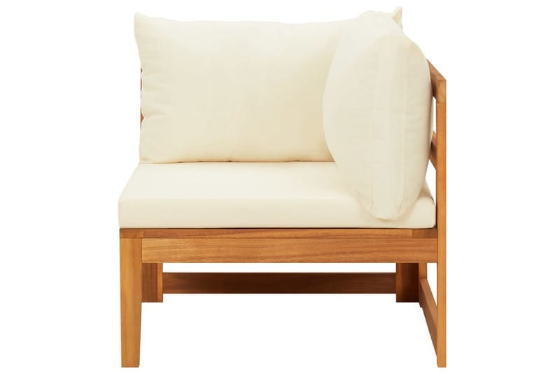 hjørnedel til sofa med cremehvide hynder massivt akacietræ - Hvid - Loungesofaer - Havesofaer & bænke