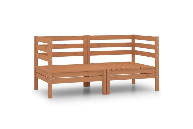 hjørnedele til havesofa 2 stk. massivt fyrretræ gyldenbrun - Brun - Havemøbler - Loungemøbler - Loungesofaer