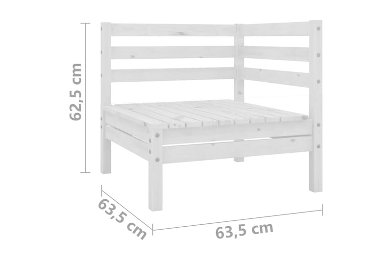 hjørnedele til havesofa 2 stk. massivt fyrretræ  hvid - Hvid - Loungesofaer - Havesofaer & bænke