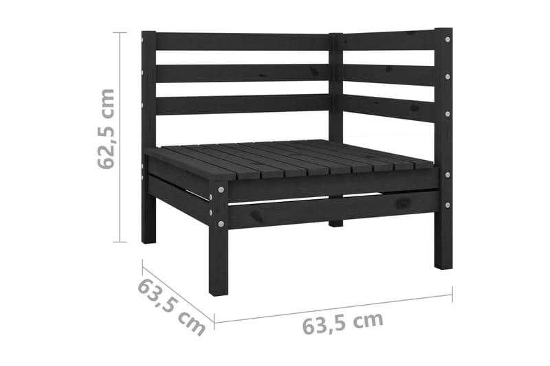 hjørnedele til havesofa 2 stk. massivt fyrretræ sort - Sort - Havemøbler - Loungemøbler - Loungesofaer