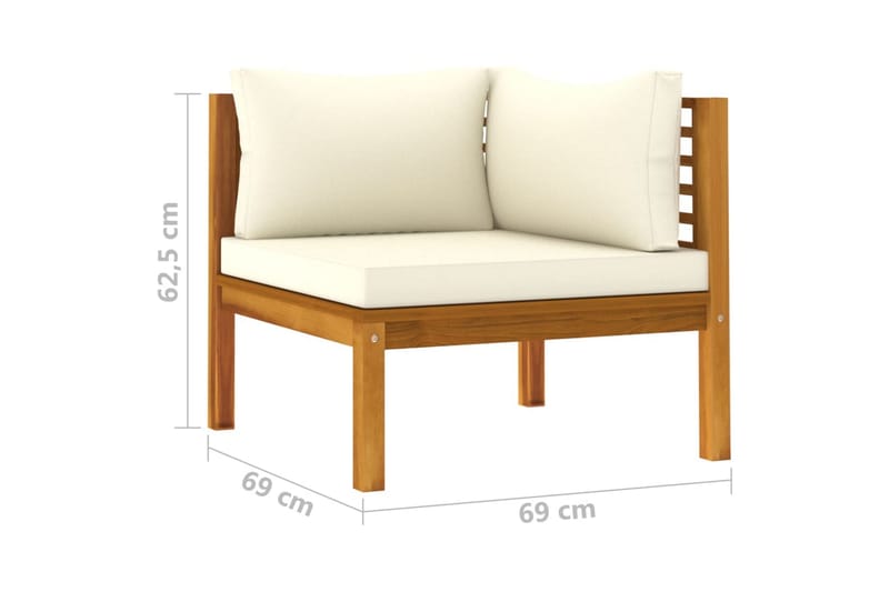 hjørnedele til sofa 2 stk. hynder massivt akacietræ - Brun - Havemøbler - Loungemøbler - Loungesofaer