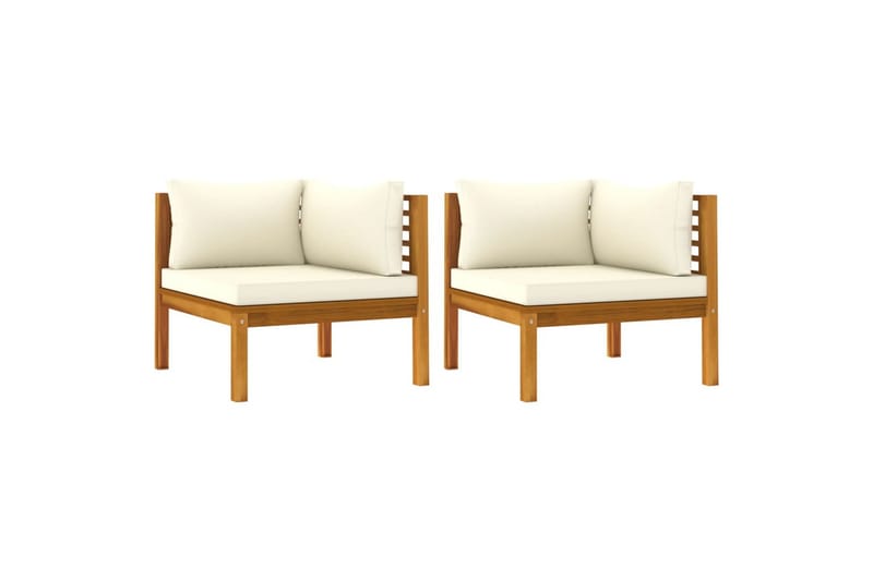hjørnedele til sofa 2 stk. hynder massivt akacietræ - Brun - Havemøbler - Loungemøbler - Loungesofaer