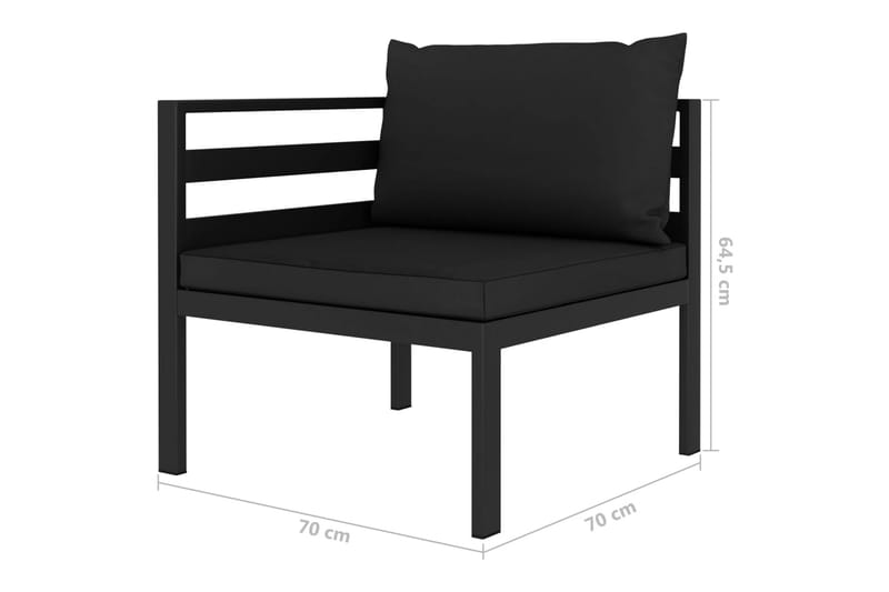 Hjørnesæde Til Sofa 1 Stk. med Hynder Aluminium Antracitgrå - Grå - Havemøbler - Loungemøbler - Loungesofaer