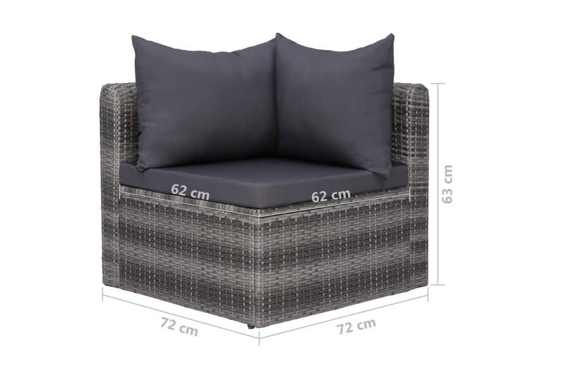 Hjørnesofaer Til Haven 2 Stk. Grå Polyrattan - Grå - Havemøbler - Loungemøbler - Loungesofaer