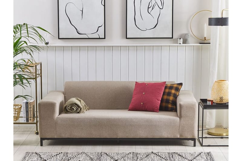 Hughen 3-Pers. Sofa - Beige/Sort - Havemøbler - Loungemøbler - Loungesofaer