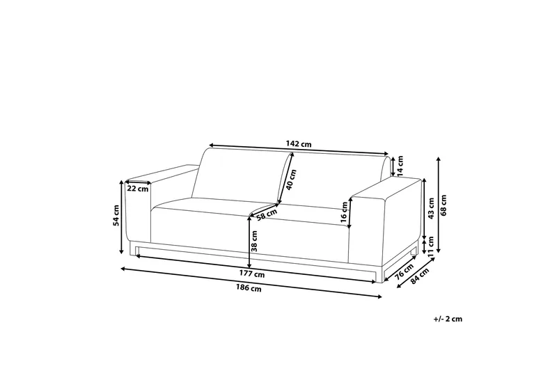 Hughen 3-Pers. Sofa - Beige/Sort - Havemøbler - Loungemøbler - Loungesofaer