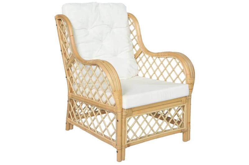lænestol med hynde naturlig rattan og hør - Brun - Havemøbler - Loungemøbler - Loungesofaer