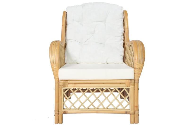 lænestol med hynde naturlig rattan og hør - Brun - Havemøbler - Loungemøbler - Loungesofaer