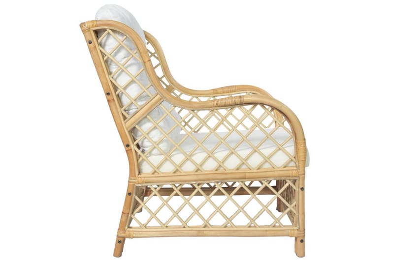lænestol med hynde naturlig rattan og hør - Brun - Havemøbler - Loungemøbler - Loungesofaer